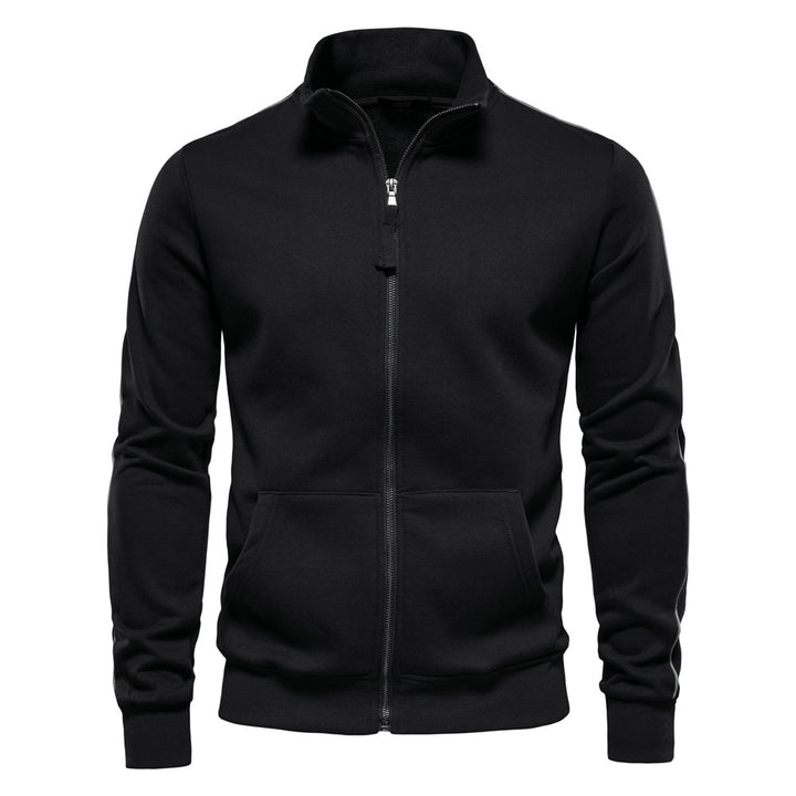 Herren nan sportive Baumwoll-Sweatjacke mit Stehkragen und Kängurutaschen Echo Archiv