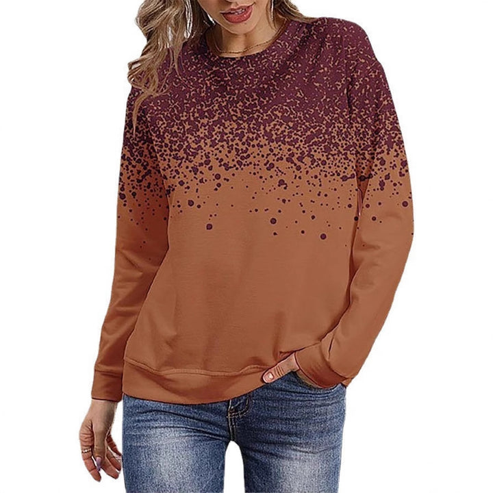 Damen Sweatshirt mit Farbverlauf-Punktdruck und Rundhalsausschnitt Echoarchiv