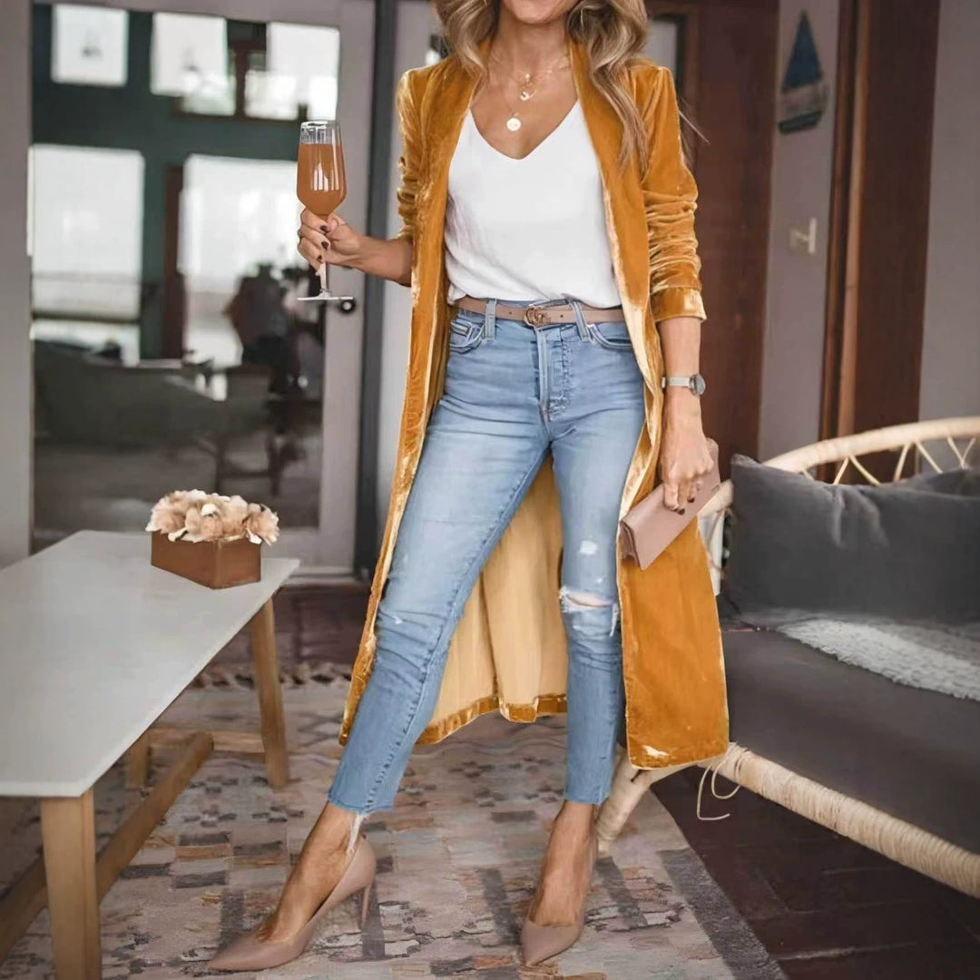 Damen Elegante Veloursjacke mit hohem Kragen Echo Archiv