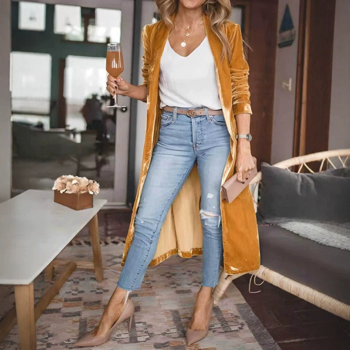 Damen Elegante Veloursjacke mit hohem Kragen Echo Archiv
