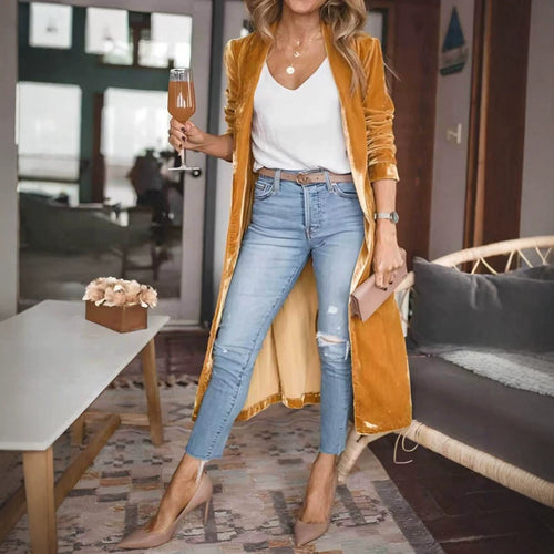 Damen Elegante Veloursjacke mit hohem Kragen Echo Archiv