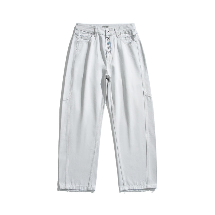 Damen Hochtaillierte Relaxed-Fit-Jeans mit sichtbarer Knopfleiste und Cargo-Seitennähten Echoarchiv