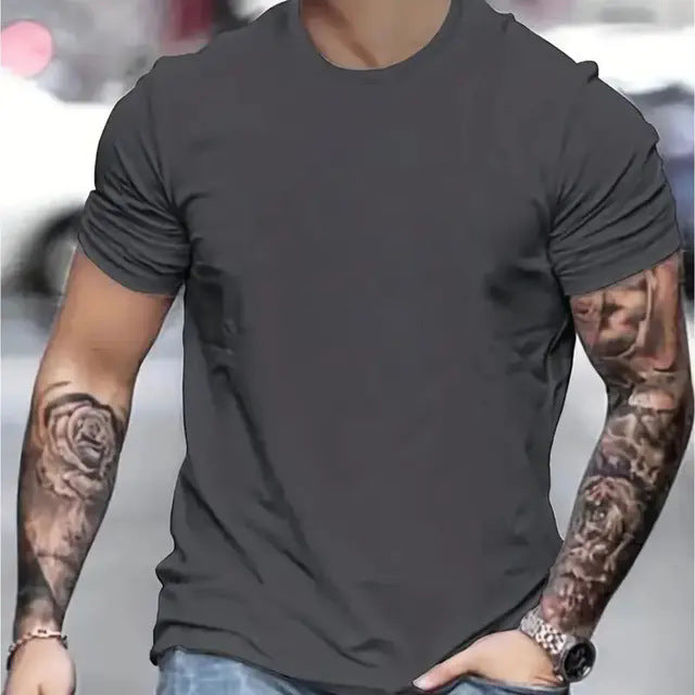 Herren Basic Rundhals T-Shirt aus atmungsaktivem Material Echoarchiv