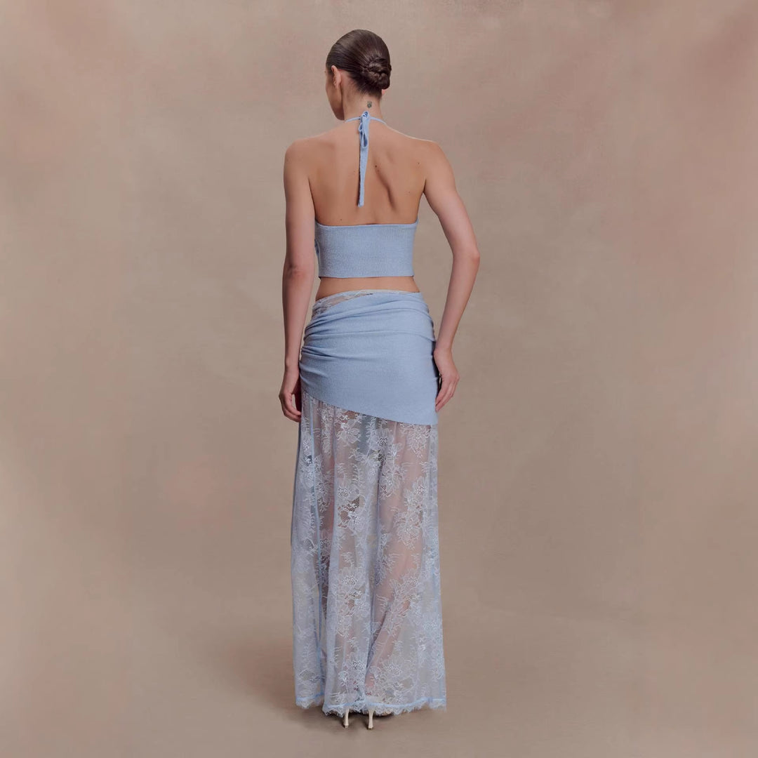 Damen Elegantes Spitzen-Top und Maxi-Rock Set Echo Archiv