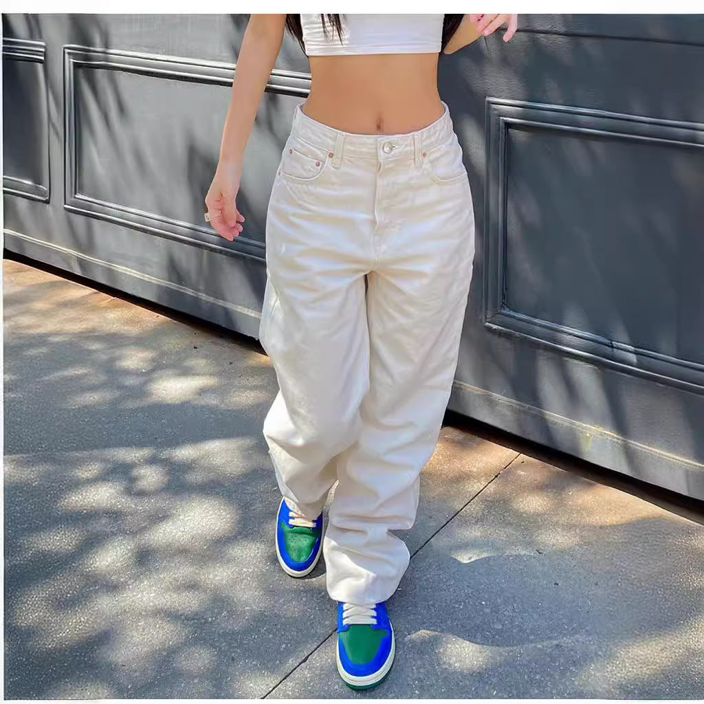 Damen nan weite High-Waist Baggy-Jeans mit tiefem Schritt, Five-Pocket Design und extra-langen Beinen Echo Archiv
