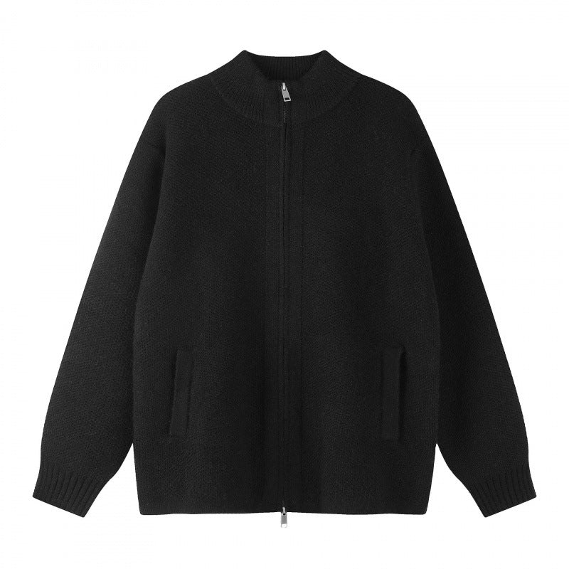 Damen Oversize-Strickzipjacke mit Stehkragen und Zwei-Wege-Reißverschluss Echo Archiv