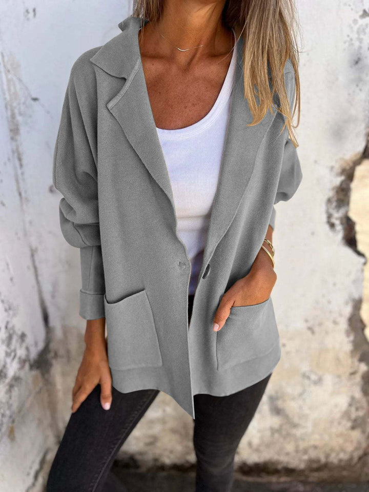 Damen Lässiger Oversize-Blazer mit praktischen Taschen und Knopfverschluss Echoarchiv