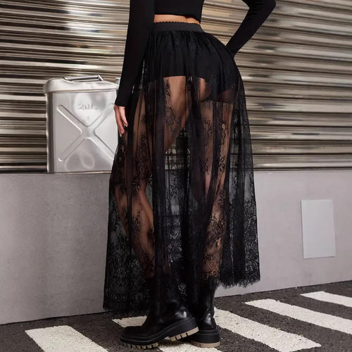 Damen Elegante Spitzen-Maxiröcke mit hohem Bund Echo Archiv