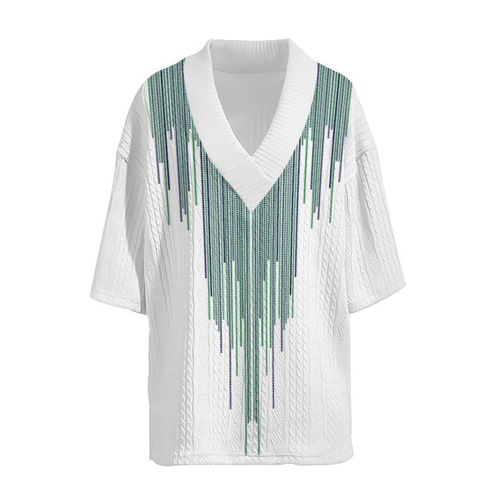 Herren lässiges Strickshirt mit modernem V-Ausschnitt und grafischem Muster Echoarchiv