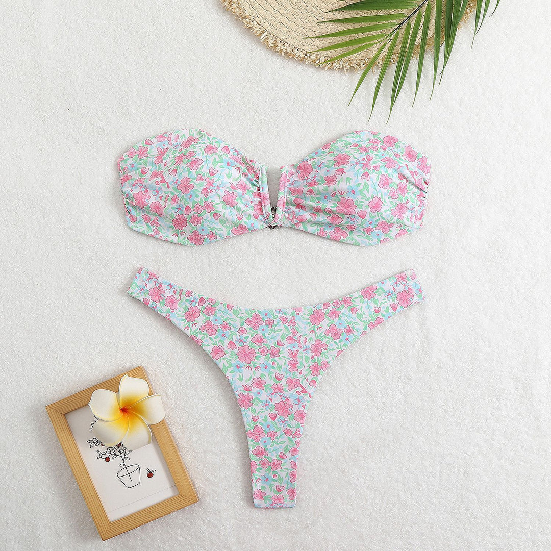 Damen Bandeau-Bikini mit floralem Design und elegantem Verschluss Echo Archiv