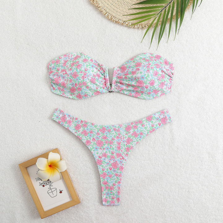 Damen Bandeau-Bikini mit floralem Design und elegantem Verschluss Echo Archiv