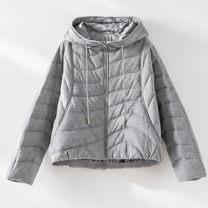 Damen gesteppte Kapuzen-Winterjacke mit tailliertem Gummizug Echoarchiv