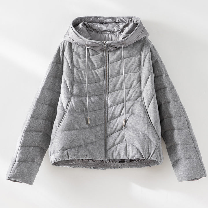 Damen gesteppte Kapuzen-Winterjacke mit tailliertem Gummizug Echoarchiv