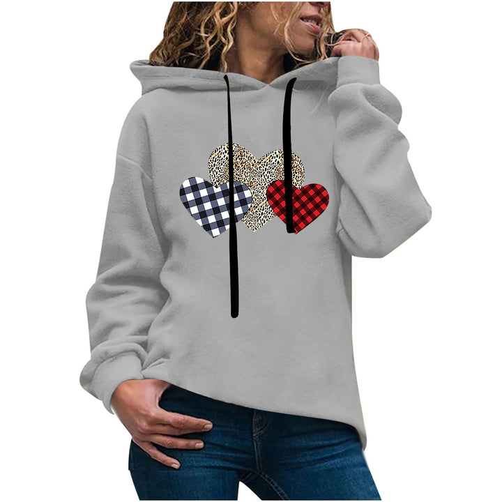 Damen lässiger Oversize Kapuzenpullover mit Herz‑und‑Pfotenprint, Kordelzug und gerippten Bündchen – Auréline