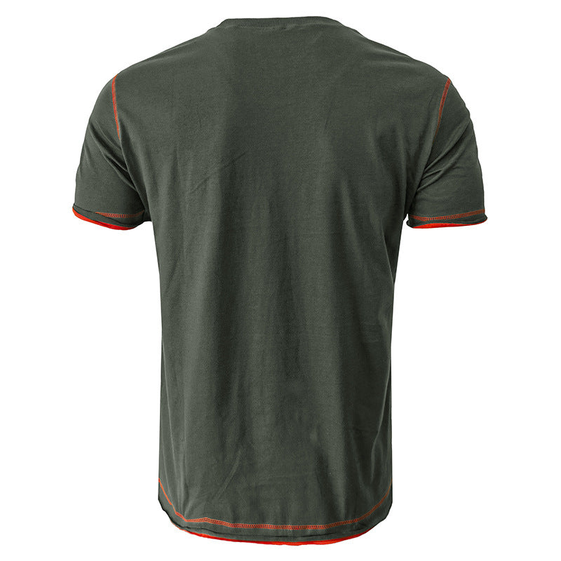 Herren Rundhals-T-Shirt mit kontrastierenden Ärmeln und lässigem Schnitt Echoarchiv