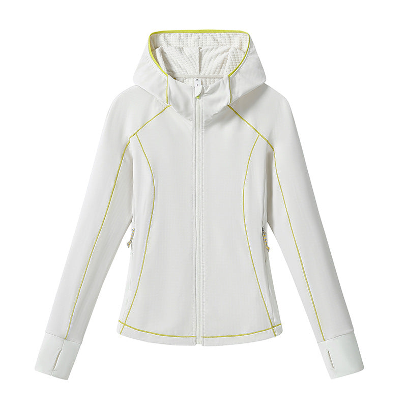 Damen Leichte Softshell-Kapuzenjacke mit ergonomischen Kontrastnähten und Daumenloch Echoarchiv