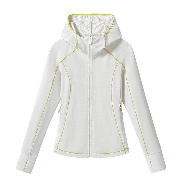 Damen Leichte Softshell-Kapuzenjacke mit ergonomischen Kontrastnähten und Daumenloch Echoarchiv