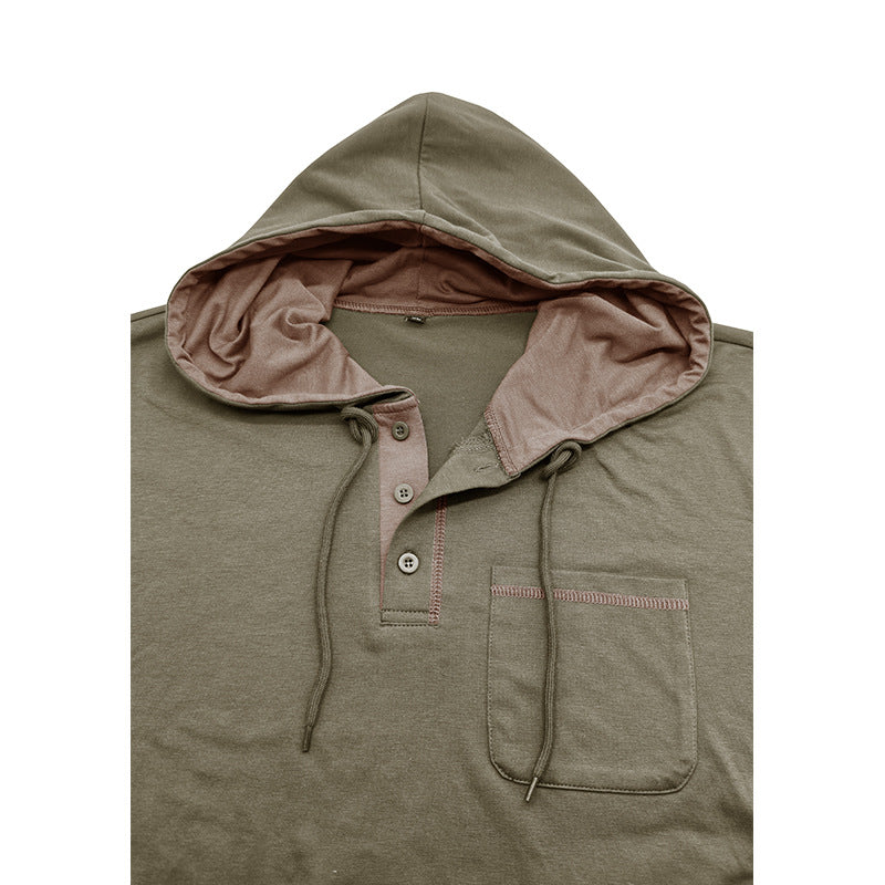 Herren Kapuzenpullover mit modischer Knopfleiste und praktischer Brusttasche Echoarchiv