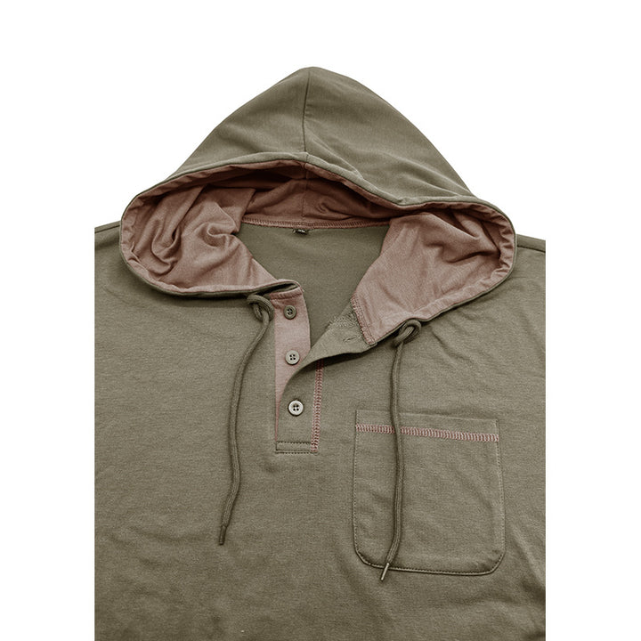 Herren Kapuzenpullover mit modischer Knopfleiste und praktischer Brusttasche Echoarchiv