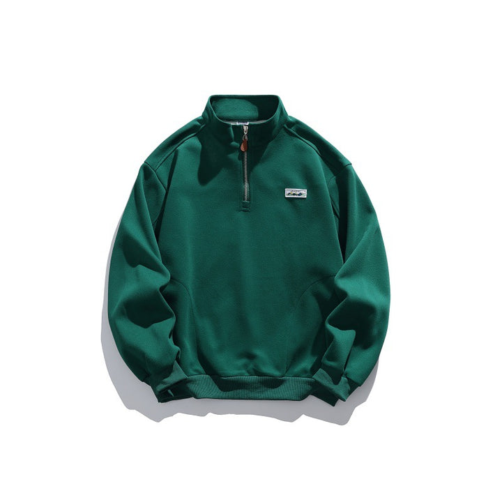 Unisex Halbzip-Sweatshirt mit Stehkragen, Raglanärmeln und minimalistischer Brustpatch Echoarchiv