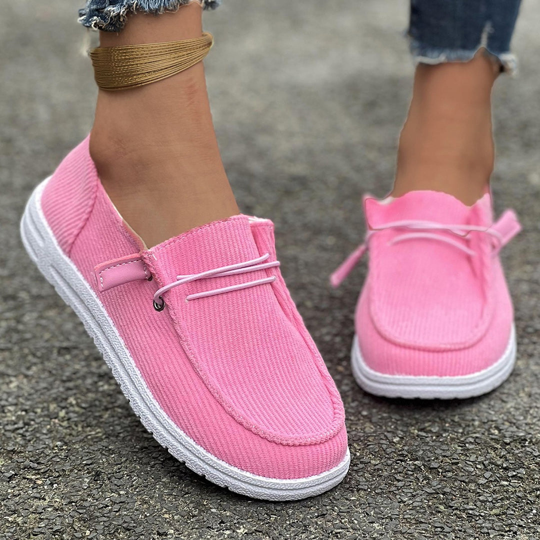 Damen nan lässige Slip-On Sneaker-Halbschuhe mit geripptem Textilobermaterial und elastischer Schnürung Echo Archiv