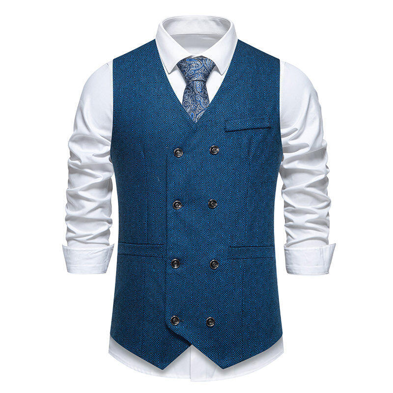 Herren elegante Doppelreiher-Weste mit dekorativem Muster Echoarchiv