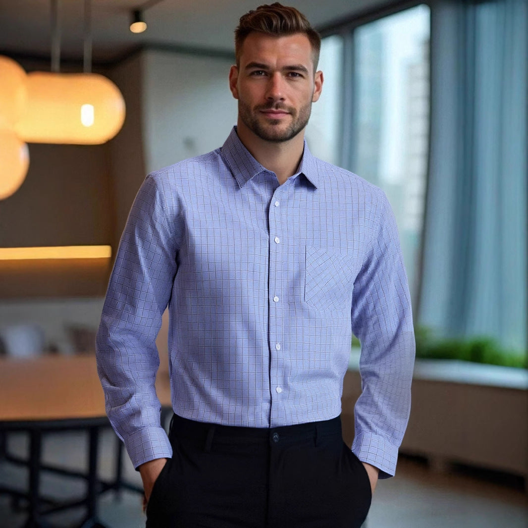 Herren kariertes Langarmhemd mit eleganter Passform Echoarchiv