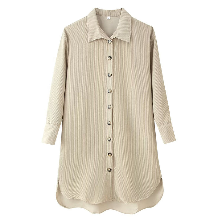 Damen Longshirt-Tunika aus feinem Rippjersey mit Hemdkragen und durchgehender Knopfleiste Echo Archiv