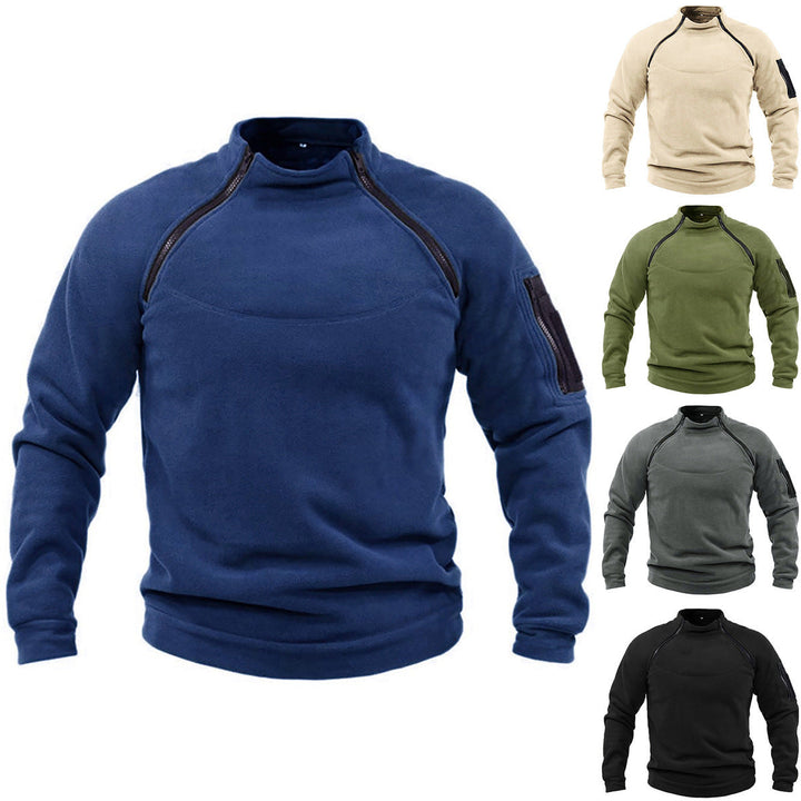 Herren Thermo-Fleecepullover mit hochschließendem Kragen und praktischen Taschen – Marzano