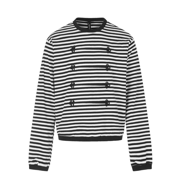 Damen maritimes Streifen-Sweatshirt mit Zierkordeln Echoarchiv