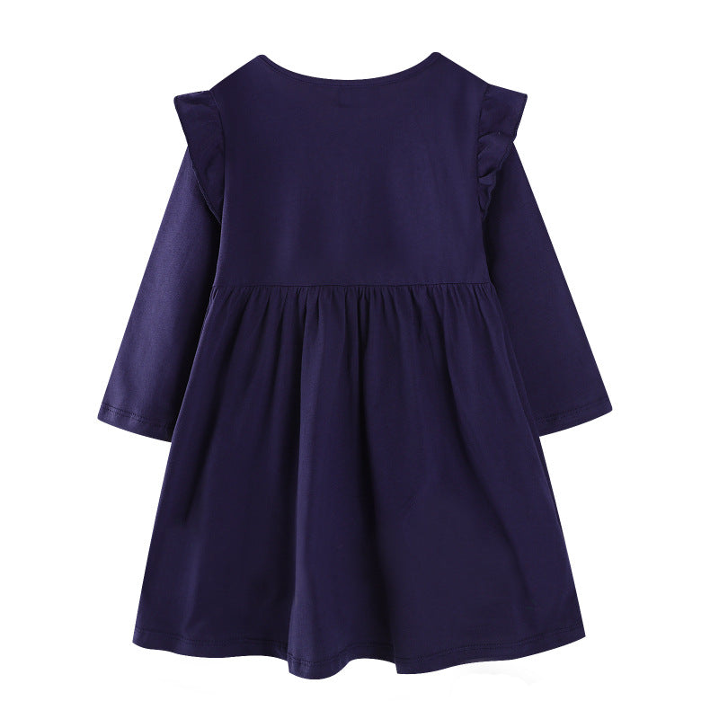 Mädchen Freizeitkleid mit buntem Einhorn-Design und floralen Applikationen Echo Archiv