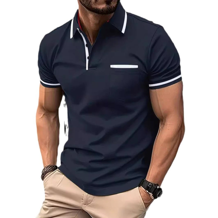 Herren modisches Kurzarm-Polohemd mit kontrastierenden Details Echoarchiv