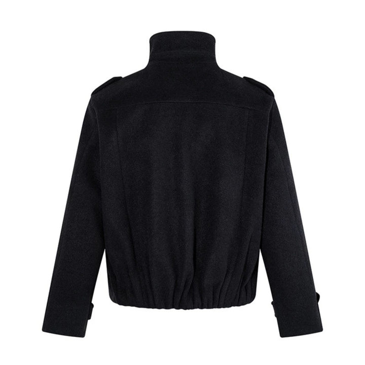 Damen Kurze Doppelreihige Militärische Cabanjacke mit Stehkragen und Epauletten Echoarchiv