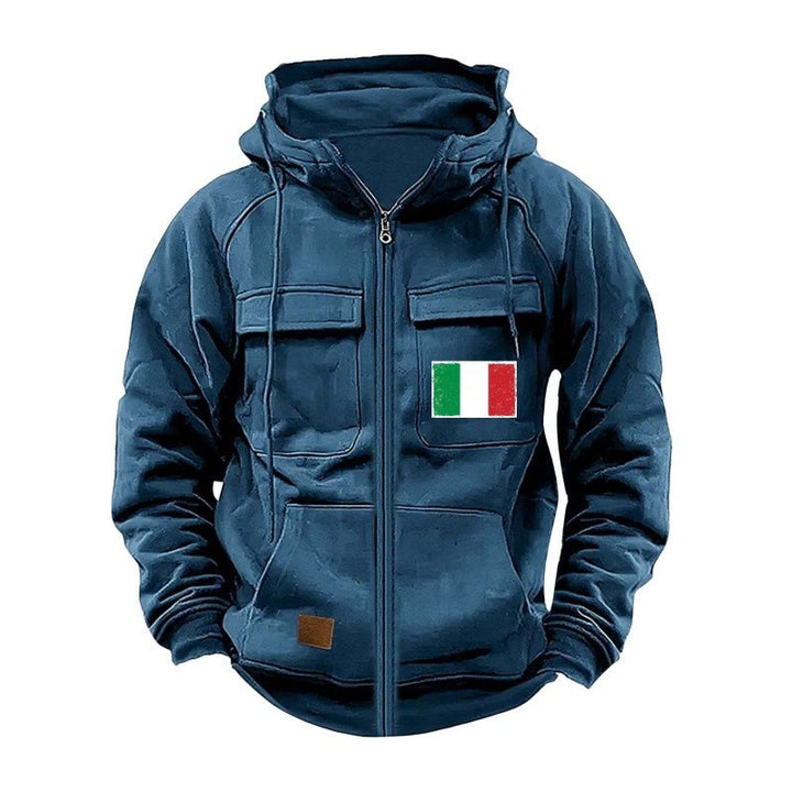 Herren modische Kapuzenjacke mit praktischen Taschen und verstellbarem Kragen Echoarchiv