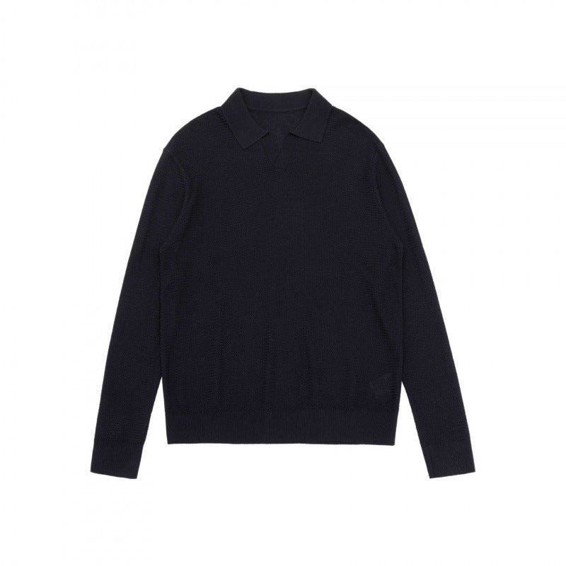 Unisex Feinstrick-Polo mit offenem Polokragen, leichtem Melange-Strick und gerippten Abschlüssen Echo Archiv