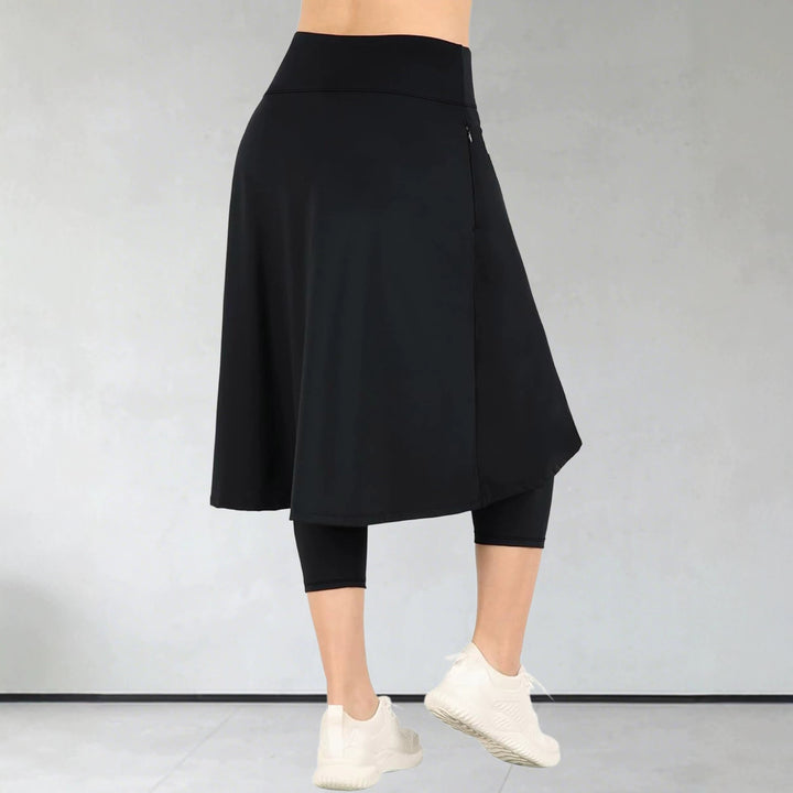 Damen Leggings mit integriertem Tellerrock und seitlicher Reißverschlusstasche echoarchiv-