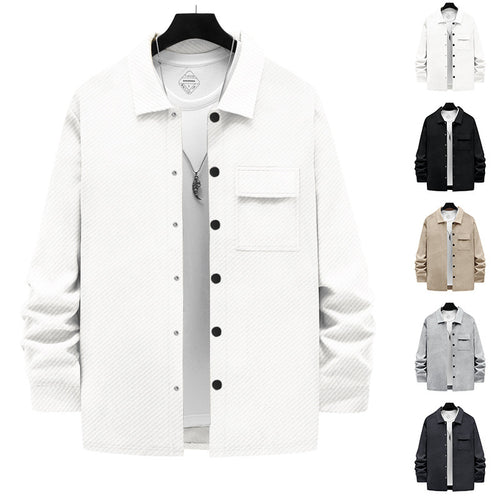 Herren lässige Baumwolljacke mit strukturiertem Design und praktischen Taschen Echoarchiv