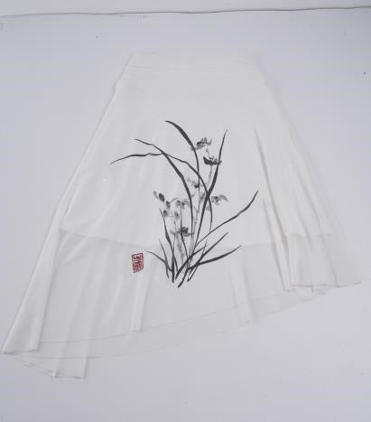 Damen Asymmetrischer Chiffonrock mit gerafftem Hochtaille-Bund und floralem Brushprint – Élara
