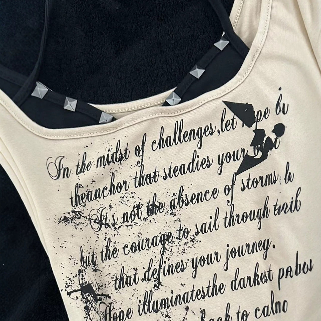 Damen musikalisches Graphic-Tanktop mit einzigartigem Schnitt Echo Archiv
