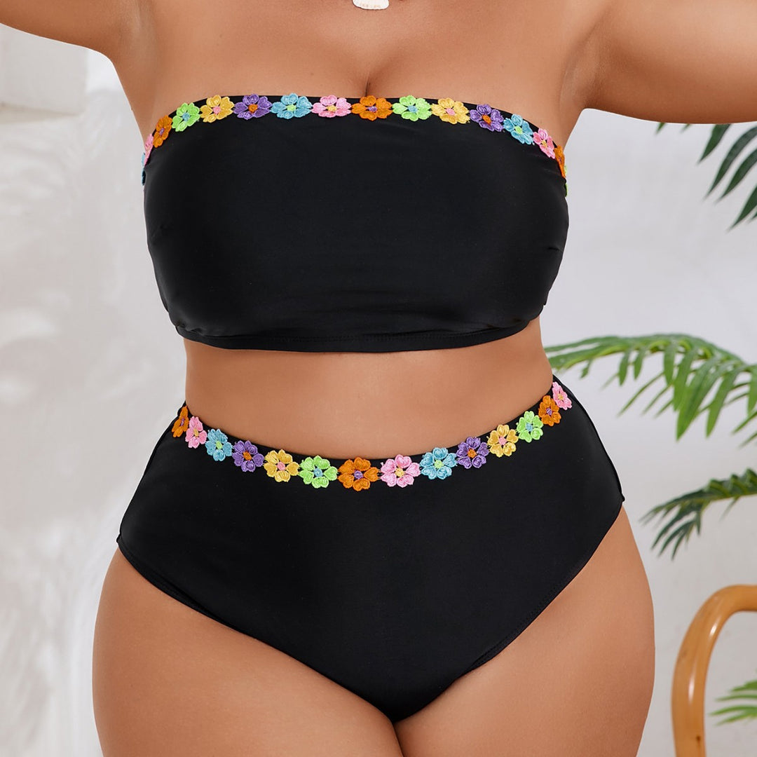 Damen Hochtailliertes Bikini-Set mit floralen Akzenten Echo Archiv