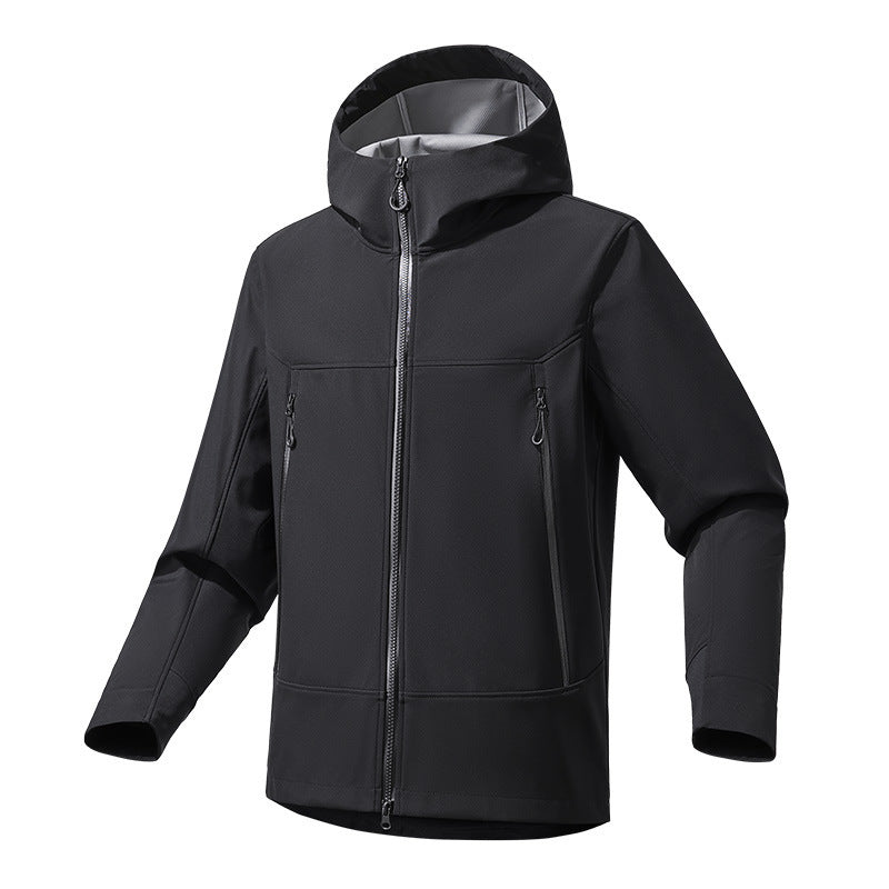 Herren Softshell‑Kapuzenjacke mit Stretch, wind- und wasserabweisender Membran und Zwei‑Wege‑Reißverschluss Echo Archiv