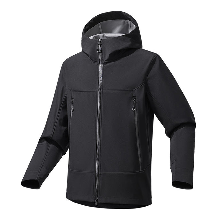 Herren Softshell‑Kapuzenjacke mit Stretch, wind- und wasserabweisender Membran und Zwei‑Wege‑Reißverschluss Echo Archiv