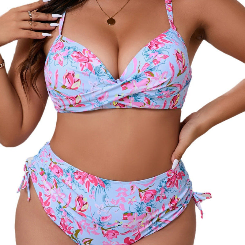Damen Triangel-Bikini mit floralem Wickeldesign und verstellbaren Trägern Echo Archiv