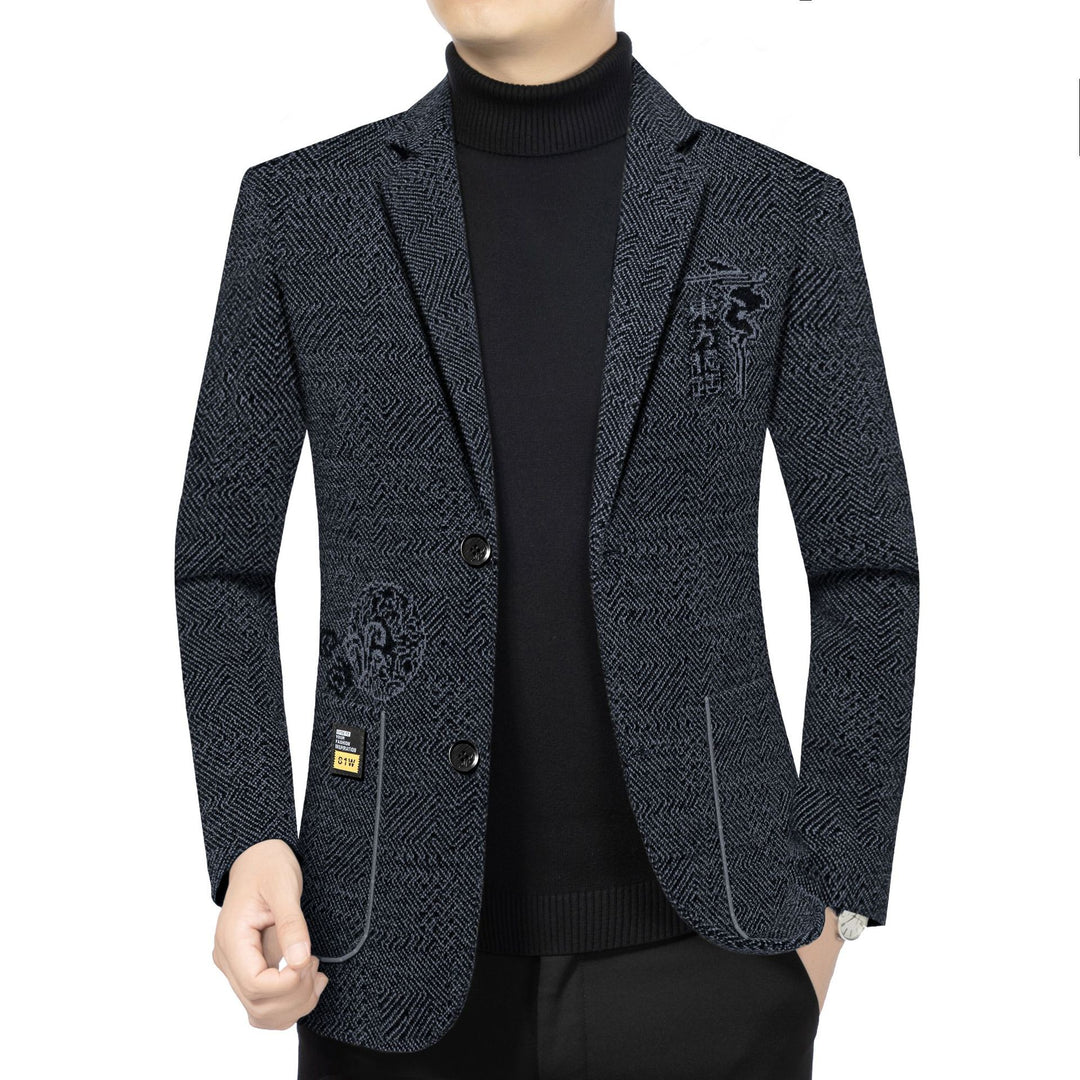 Herren Taillierter Strickblazer im Bouclé-Look mit aufgesetzten Taschen – Tianoro
