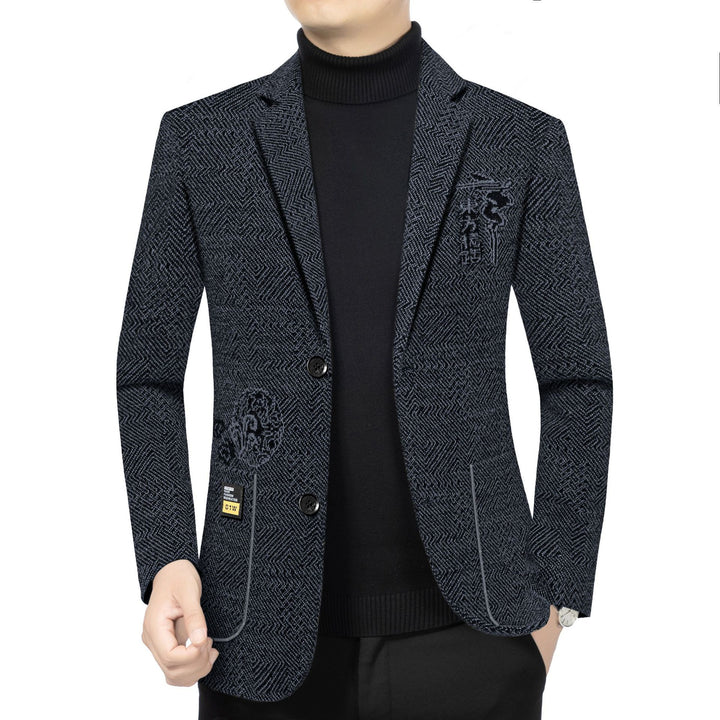Herren Taillierter Strickblazer im Bouclé-Look mit aufgesetzten Taschen – Tianoro