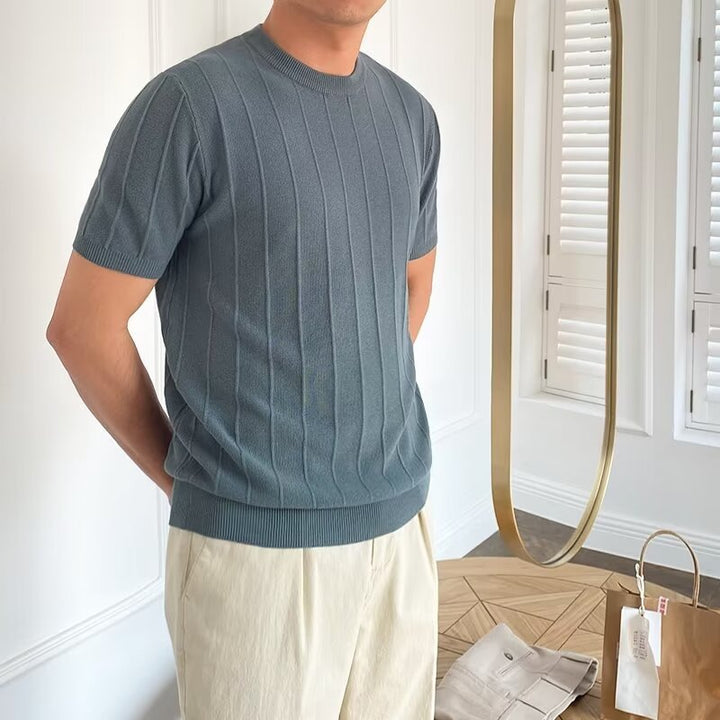 Herren Kurzarm Strickpullover mit Rippstruktur Echo Archiv