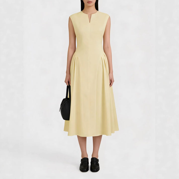 Damen elegantes Maxikleid mit voluminösen Falten und ärmellosem Design Echo Archiv