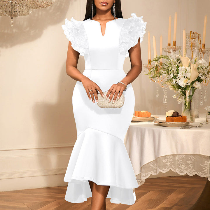 Damen figurbetontes Kleid mit voluminösen Rüschenärmel Echo Archiv
