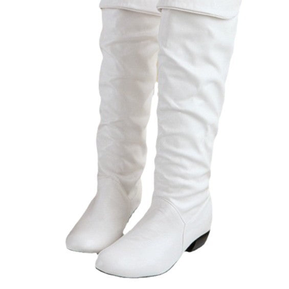 Damen kniehohe Slouch-Stiefel mit Umschlag und flachem Absatz – Lioré