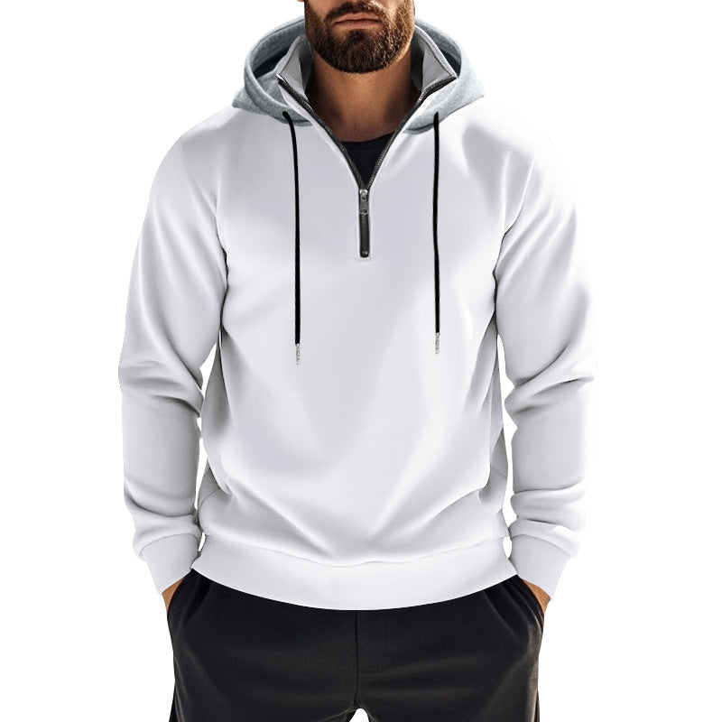 Herren nan sportives Kapuzen-Sweatshirt mit kurzem Frontreißverschluss, kontrastgefütterter Kapuze und elastischen Rippbündchen Echo Archiv